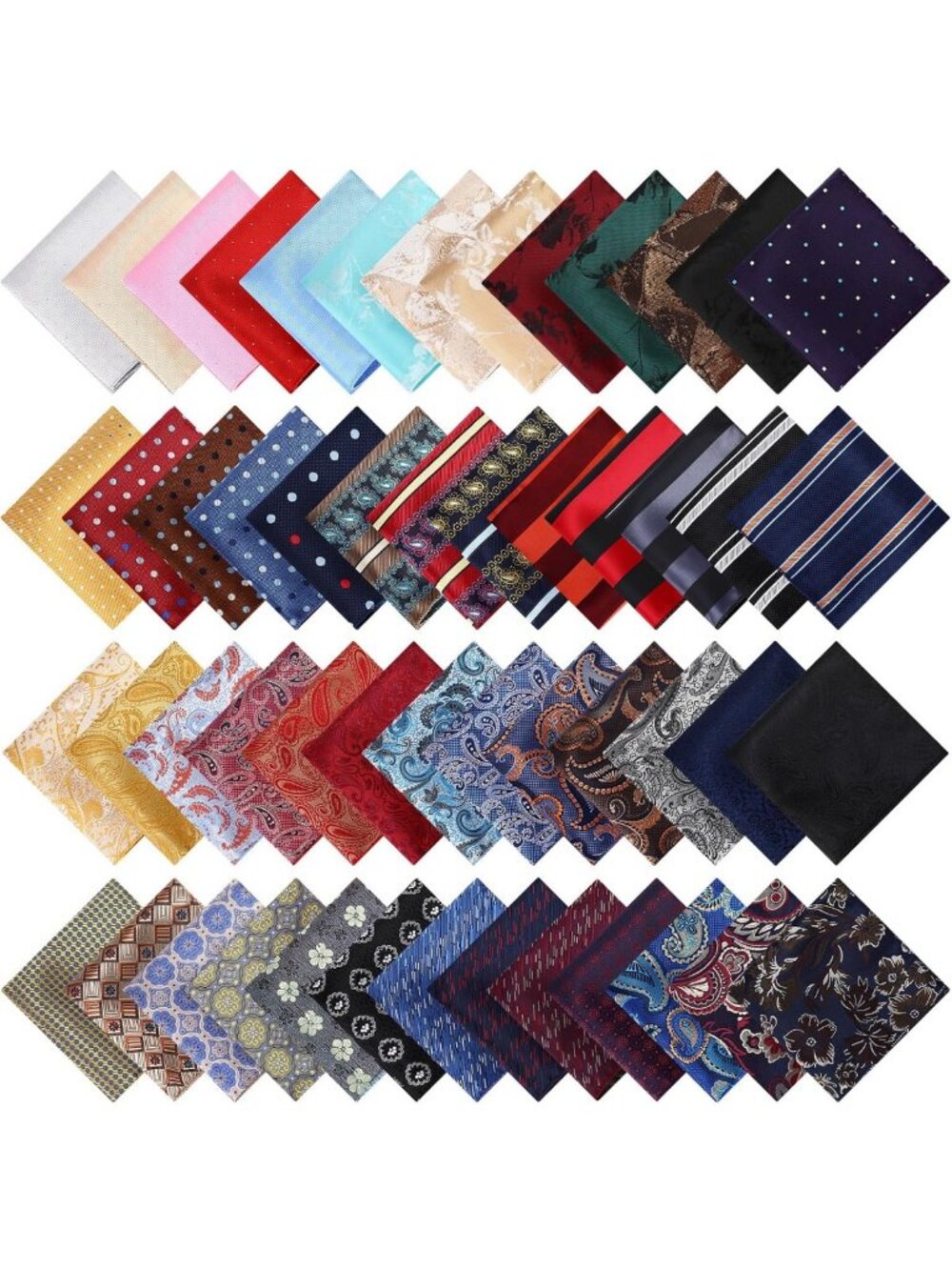 52 Pcs Silk Pocket Squares for Men - Stylish 9.06 Inch Accessories for Suits